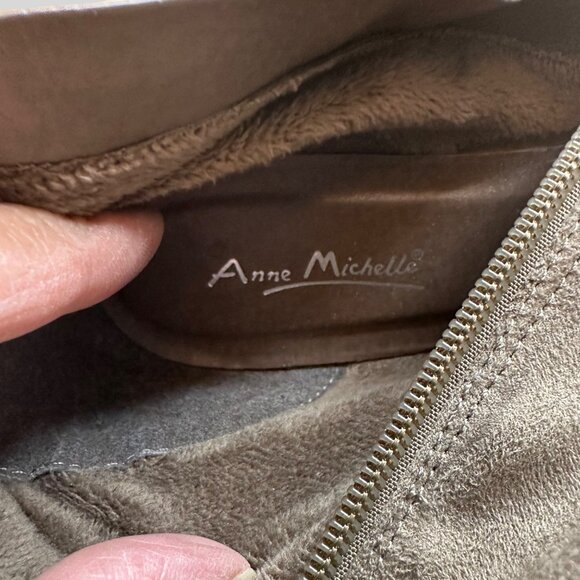 Unbranded  Womens Taupe Suede Over-The-Knee High Heel Boots With Fold-Over Cuff - Picture 6 of 14